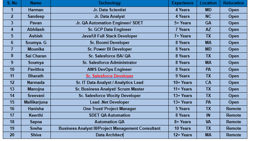 Sr. Salesforce Jobs Hotlist
