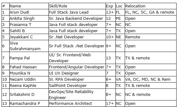 Full Stack Java Lead hotlist