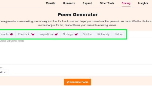AI poem generator
