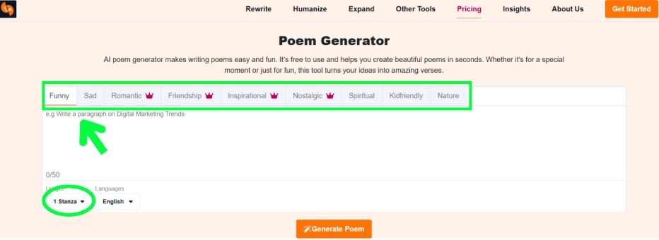 AI poem generator