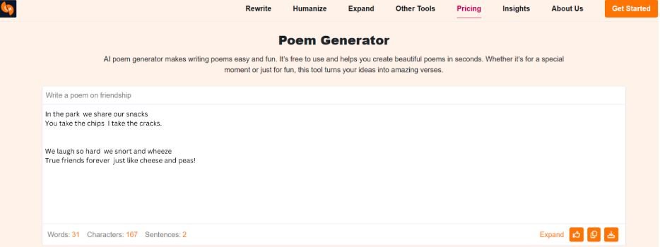 AI poem maker