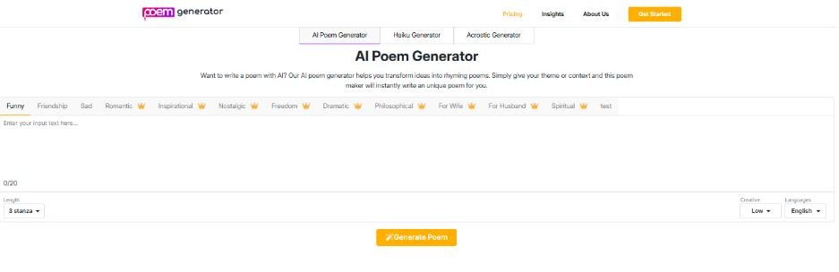 AI poem writer